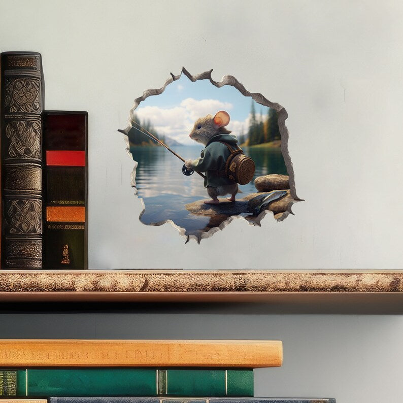 Fisherman Mouse Hole Sticker