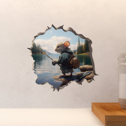 Fisherman Mouse Hole Sticker