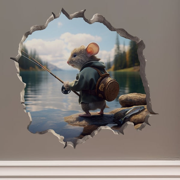 Fisherman Mouse Hole Sticker
