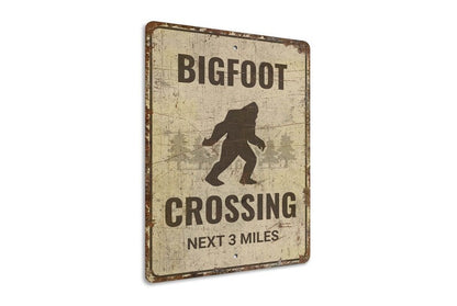 Bigfoot Crossing Metal Sign