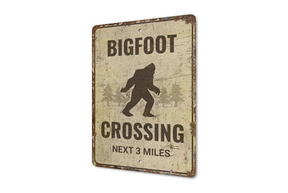 Bigfoot Crossing Metal Sign