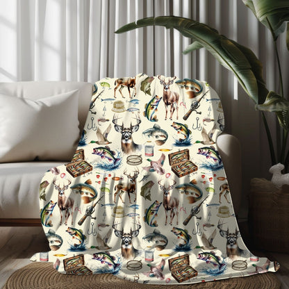 Vintage Hunting Fishing Blanket