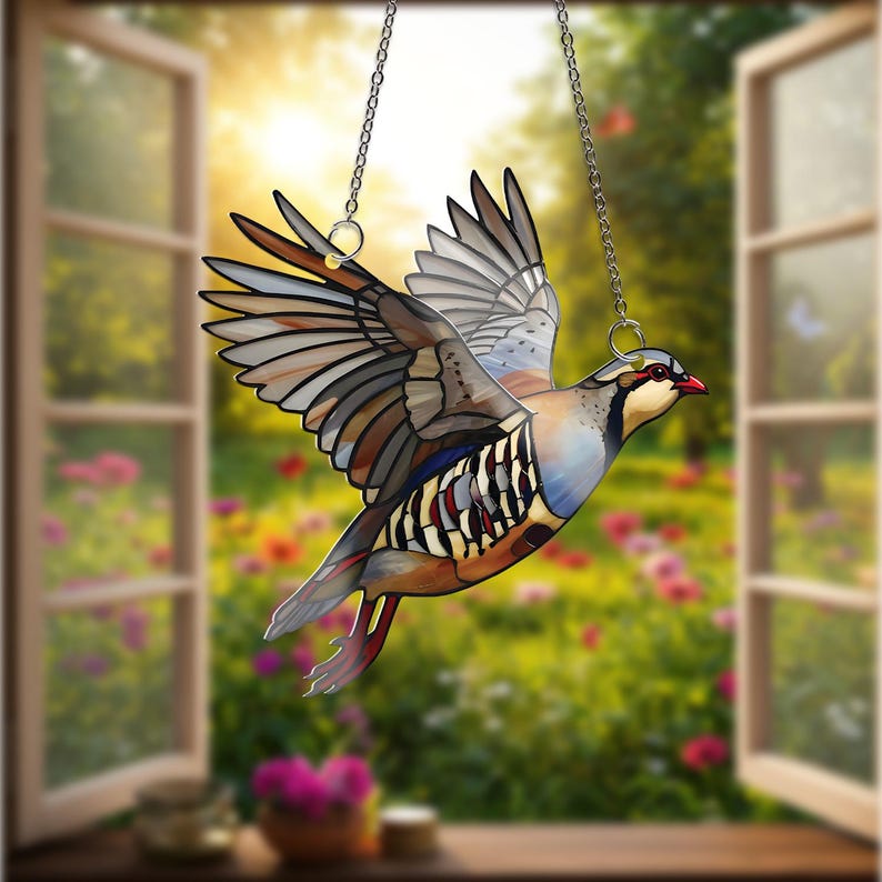 Flying Alectoris Chukar ACRYLIC Window Hanging