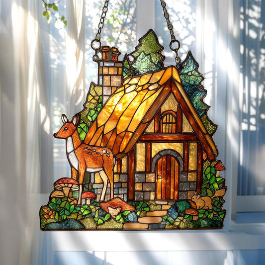 Forest Cottage Acrylic Window Hanging