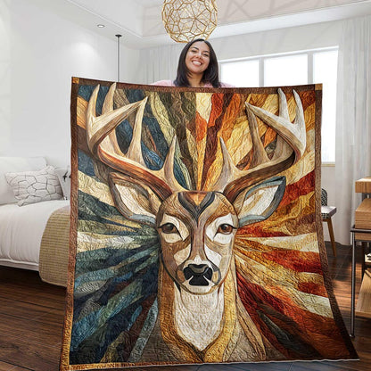 Majestic Buck Radiance – Personalized Quilted Blanket