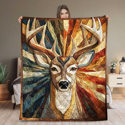 Majestic Buck Radiance – Personalized Quilted Blanket