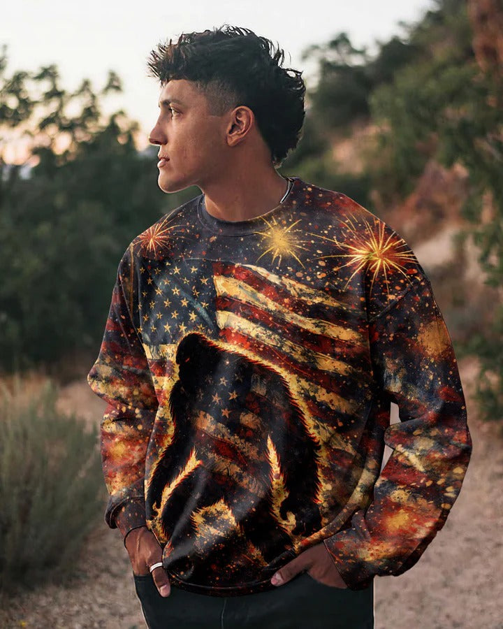 BIGFOOT STARS AND STRIPES GRUNGE ART ALL OVER PRINT