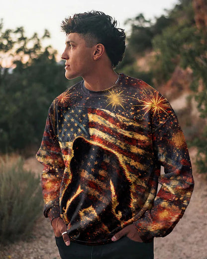 BIGFOOT STARS AND STRIPES GRUNGE ART ALL OVER PRINT