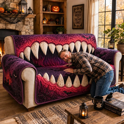 Monster Maw Halloween Quilted Sofa Cover