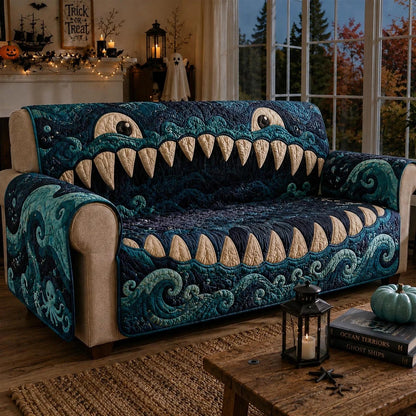 Sea Monster Maw Halloween Quilted Sofa Cover