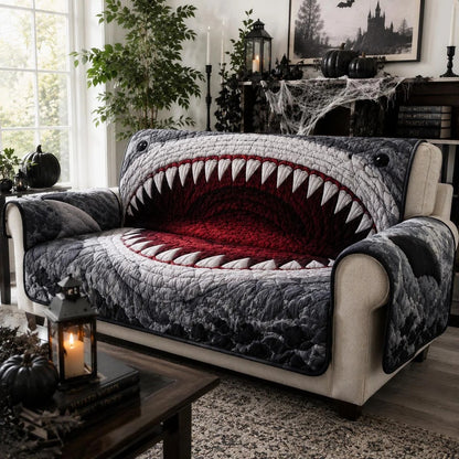 Great White Shark Halloween Quilted Sofa Cover