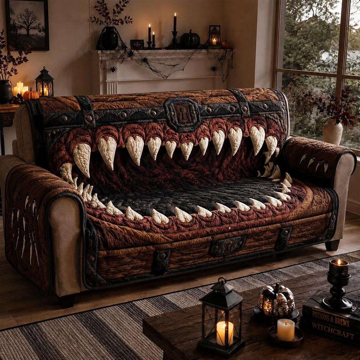 Mimic Chest Halloween Quilted Sofa Cover