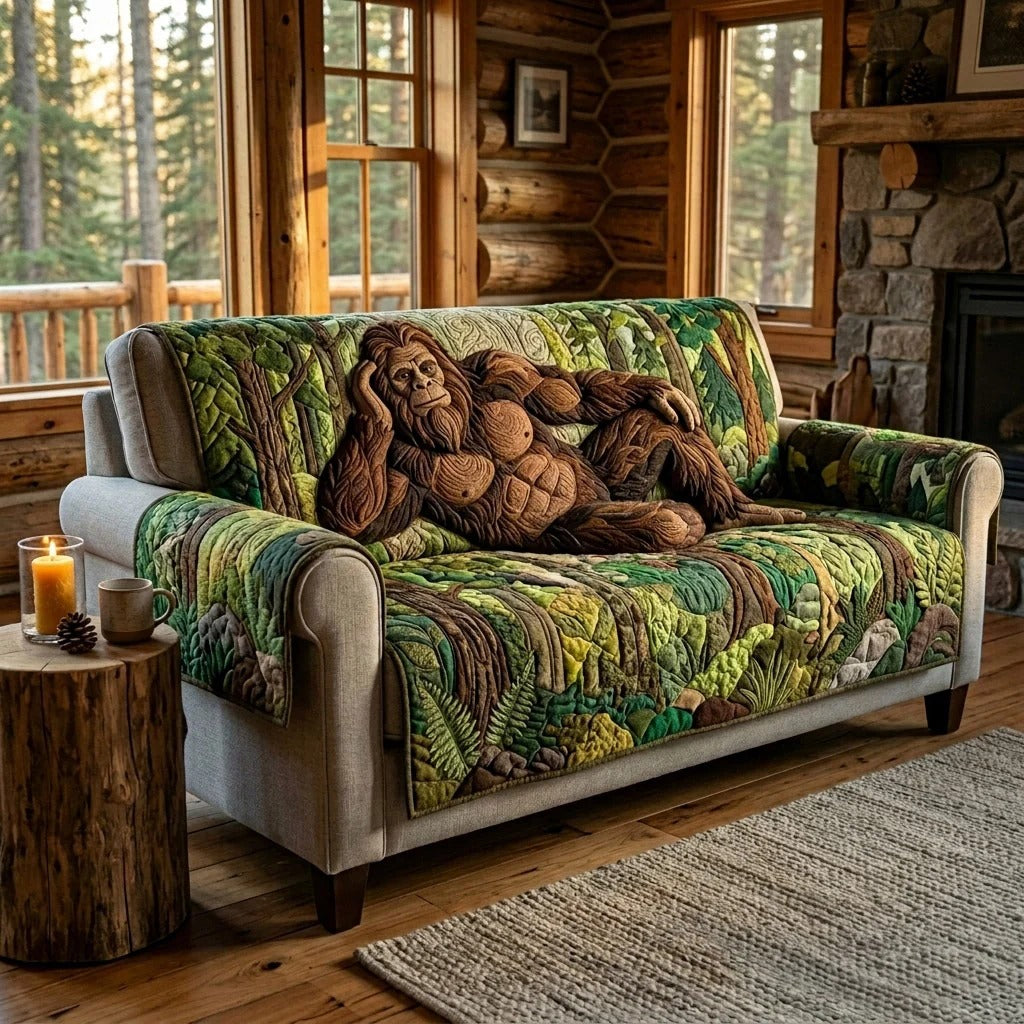 Personalized Bigfoot Forest Lounge Quilted Sofa Cover
