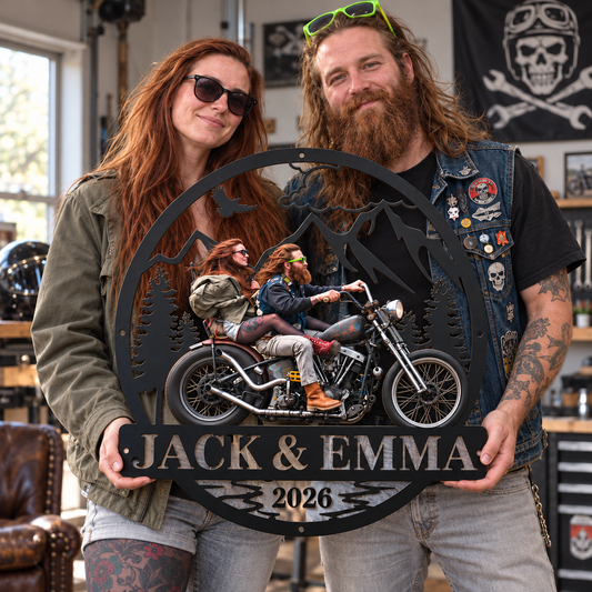Biker Memories – Personalized Motorcycle Photo, Name & Year Metal Sign