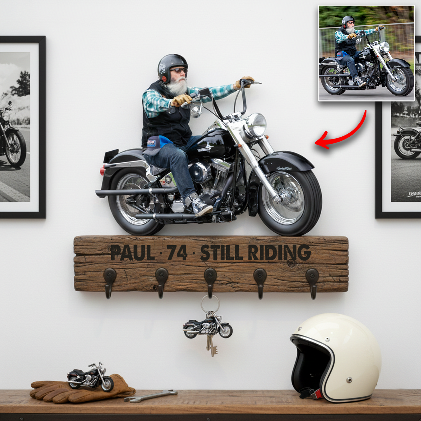 Still Riding – Personalized Biker Display Hanging Rack