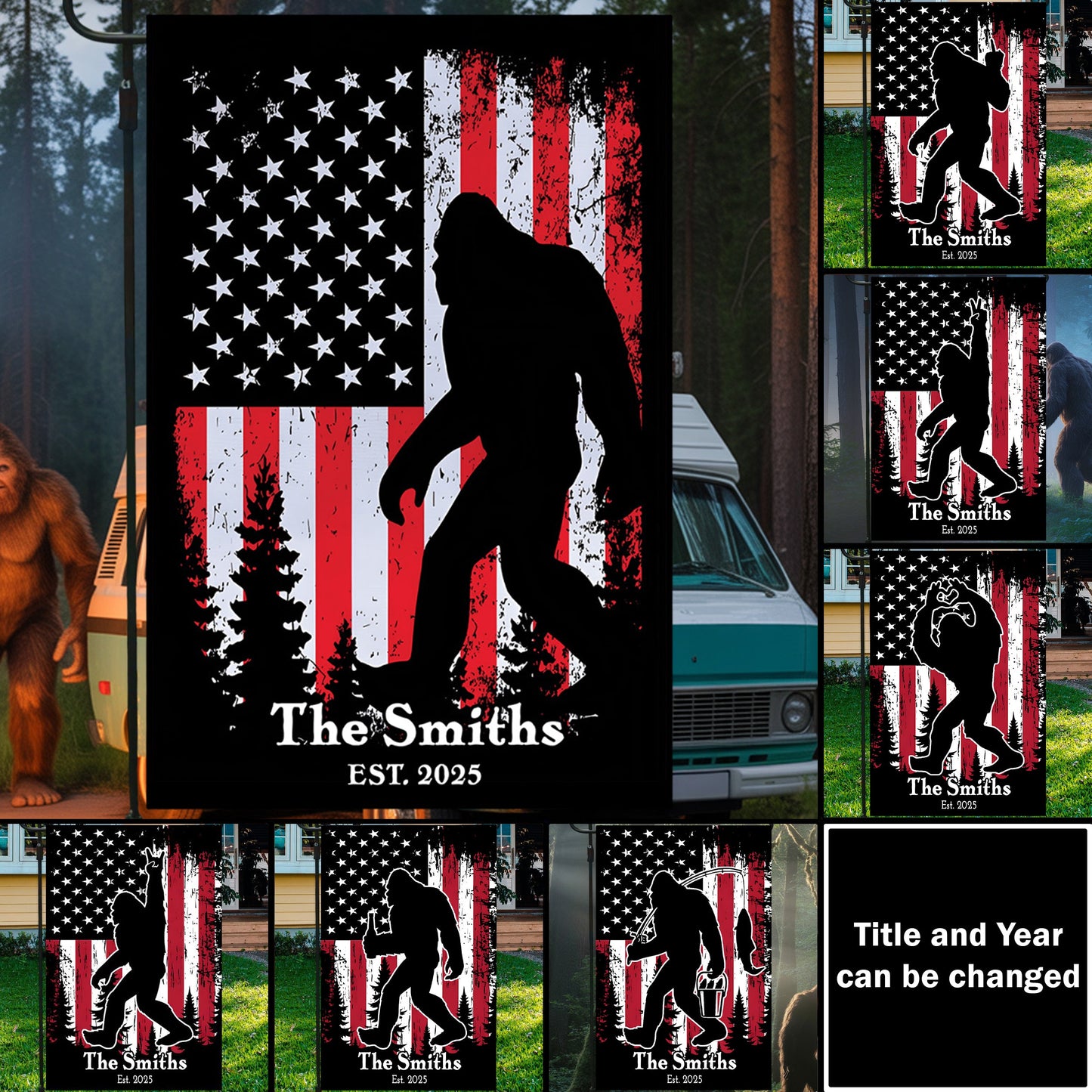 Personalized American Bigfoot Garden Flag, House Flag