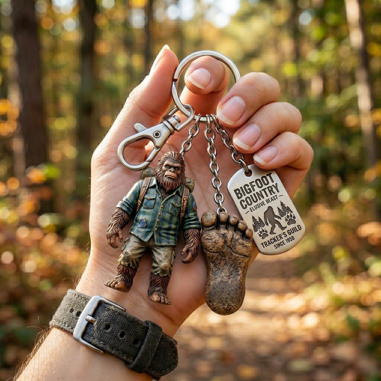 Bigfoot Pathfinder Adventure Hiking Keychain