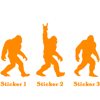 Set 3 Bigfoot Sticker, Sasquatch Stroll: Rock On Edition Vinyl Sticker