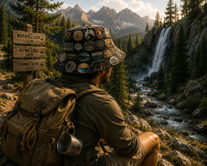 Classic Vintage Hiking & Camping All Over Bucket Hat