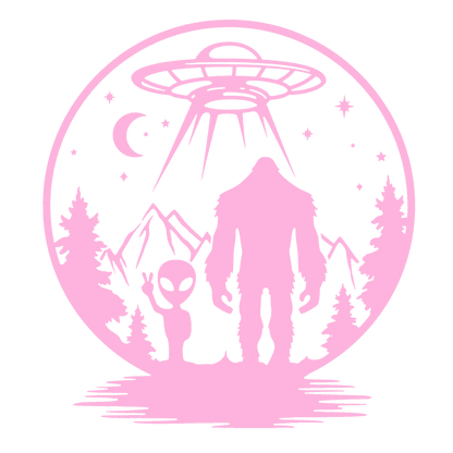 UFO, Alien & Bigfoot Forest Sticker