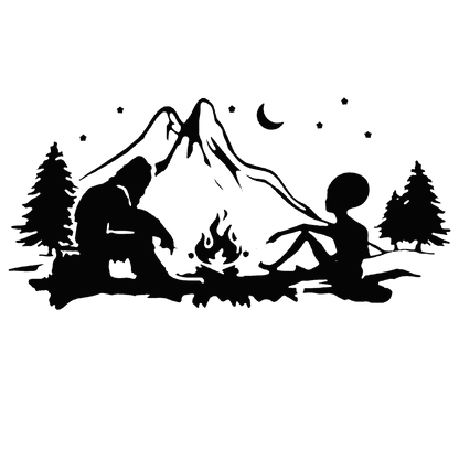 Alien & Bigfoot Campfire Sticker