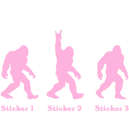 Set 3 Bigfoot Sticker, Sasquatch Stroll: Rock On Edition Vinyl Sticker