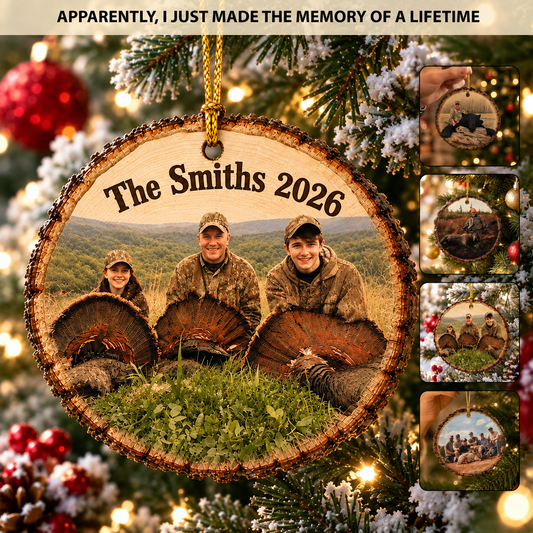 Trophy Moments – Personalized Hunting Photo Wooden Christmas Ornament