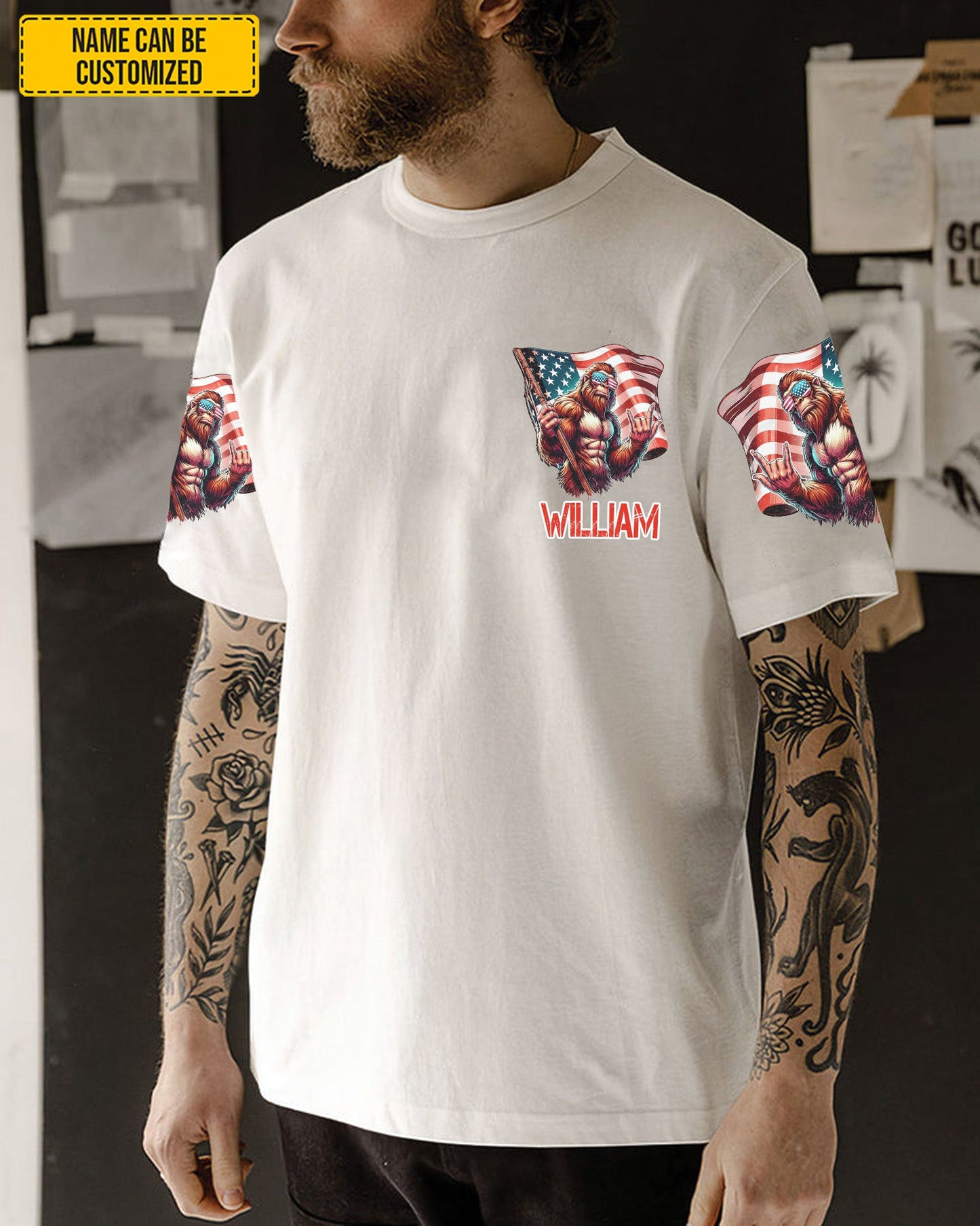 AMerica Flag – Personalized Bigfoot All Over Print Shirt