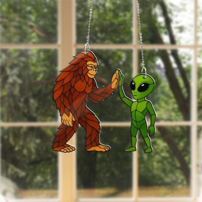 Funny Bigfoot and Alien Acrylic Window