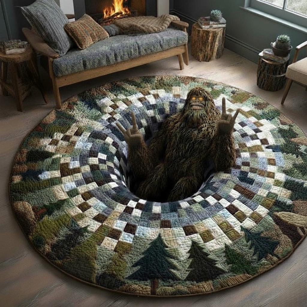 Sasquatch Surprise Quilted Round Mat