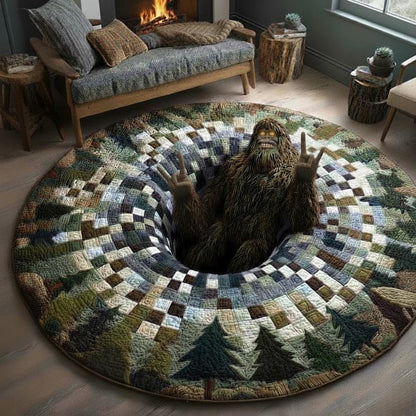 Sasquatch Surprise Quilted Round Mat