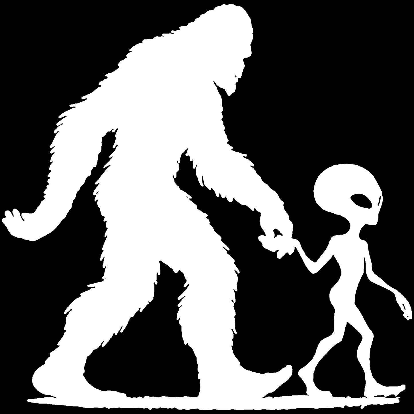 Bigfoot and Alien Sticker